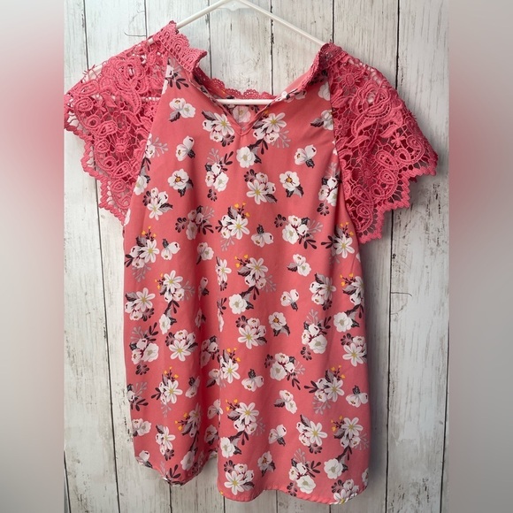 No Boundaries Pink Ruffled Cap Sleeve Blouse size XL - Picture 9 of 11